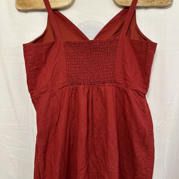 Maurices Women Size XXL Dress Red Linen Blend Tank Faux‎ Wrap Button Up V Neck - Picture 6 of 8